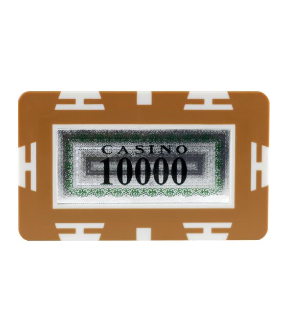 Rectangle Poker Chip with Value - 10.000, Brown